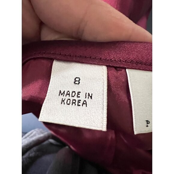 Talbots Petites Womens Size 8 Satin Skirt Red office career business - Picture 6 of 9